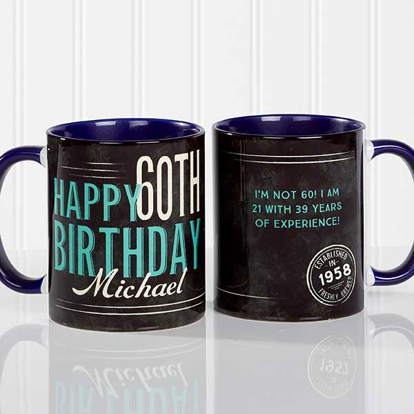 Personalized Birthday Coffee Mug Blue 11oz Birthday Gifts