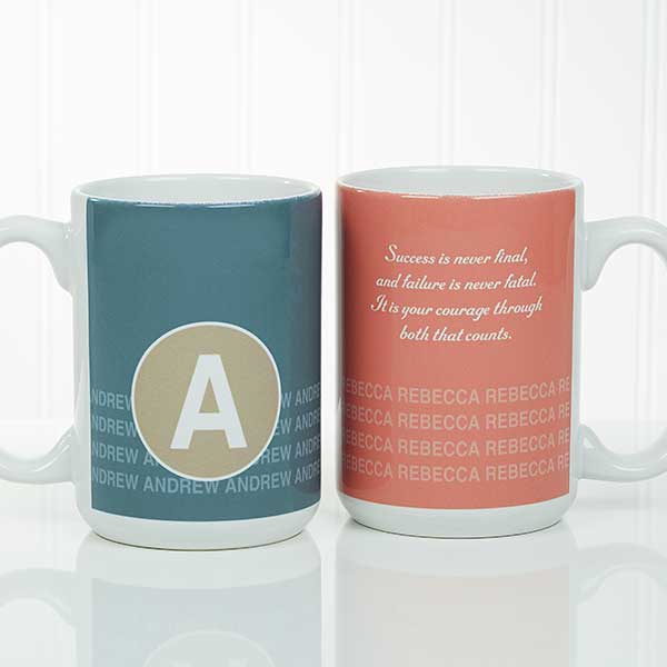 Personalized Coffee Mugs - Preppy Chic Chevron