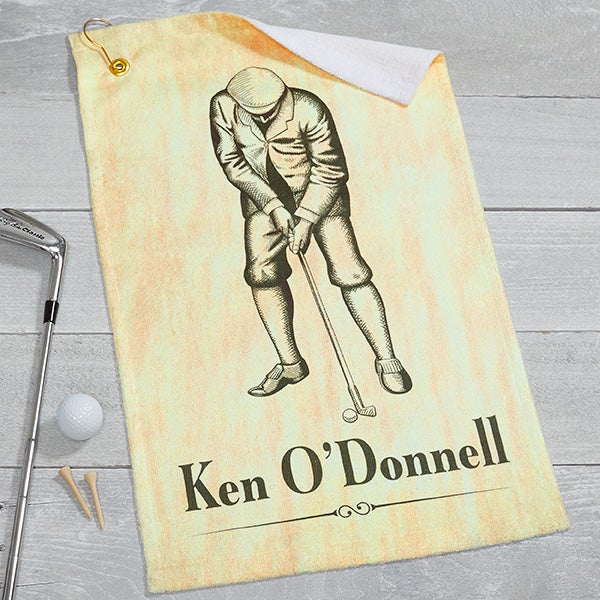 Personalized Vintage Golfer Golf Towel - 17613