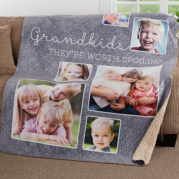 Custom 60x80 Sherpa Photo Blanket for Grandparents Photo Gifts