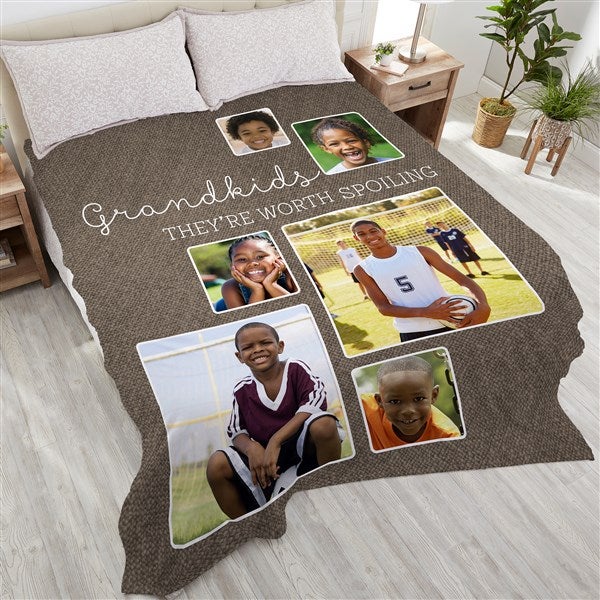 Personalized Photo Collage Blanket - They're Worth Spoiling - 17638