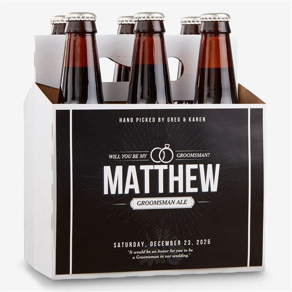Personalized Groomsman Beer Bottle Labels & Bottle Carrier - Will You Be My Groomsman? - 17669