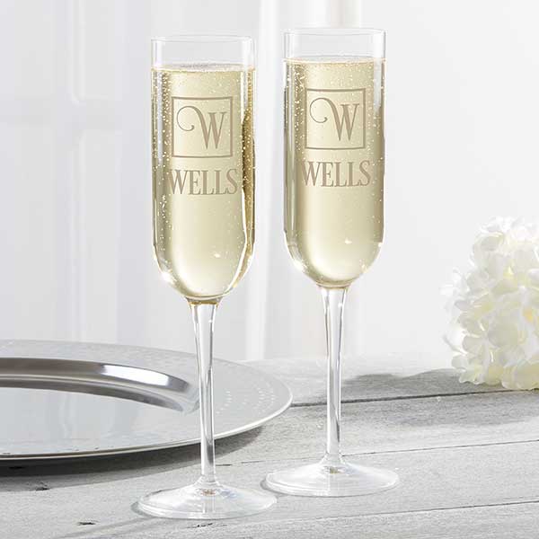 Luigi Bormioli® Square Monogram Personalized Modern Champagne