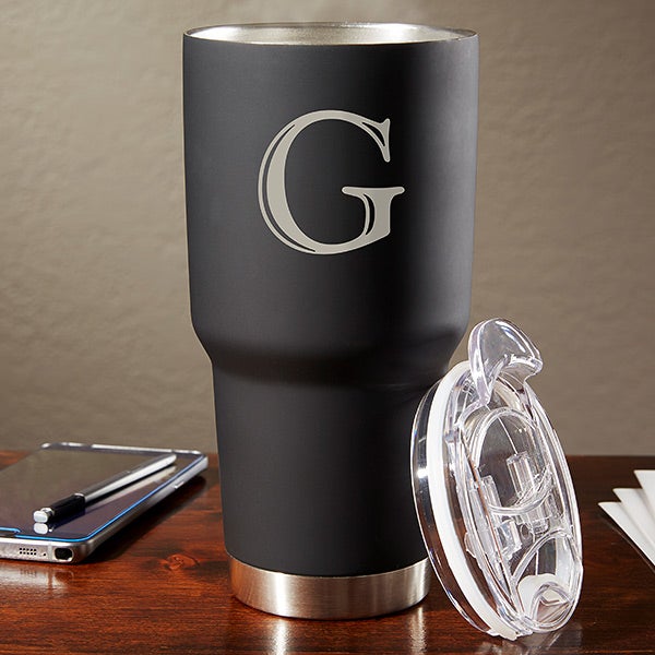 Personalized 30 Oz. Stainless Steel Initial Travel Mug - 17753