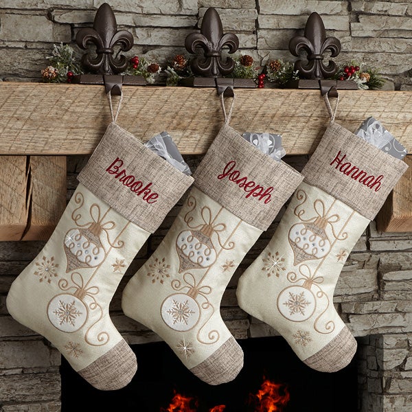 Personalized Elegant Charm Natural Christmas Stockings - 17778