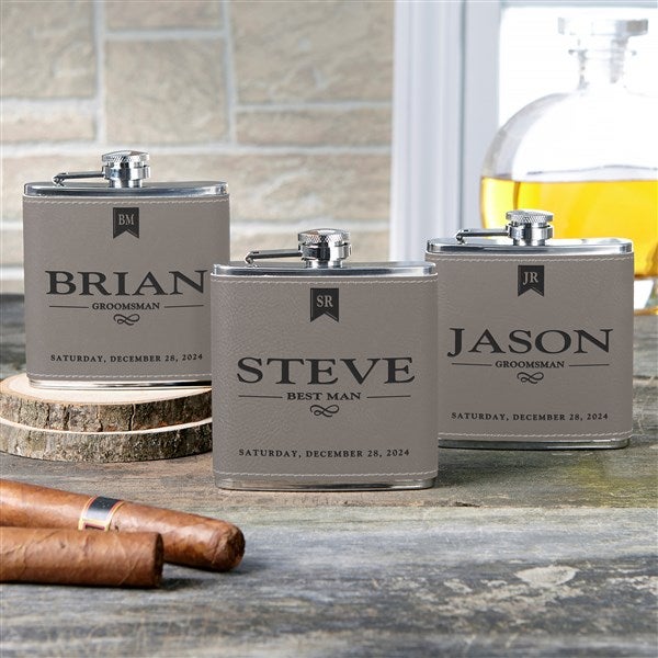 Personalized Leather Flasks For  Groomsmen - 17814