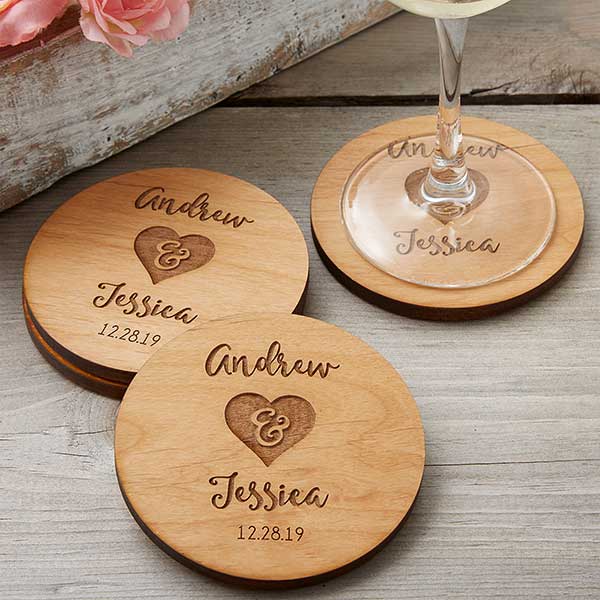 Rustic Wedding Party Favors Personalized Coasters