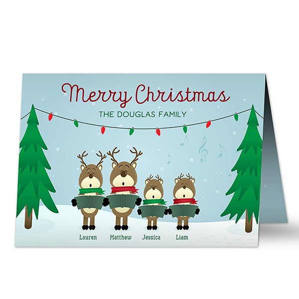 Personalized Reindeer Family Christmas Cards - 17827