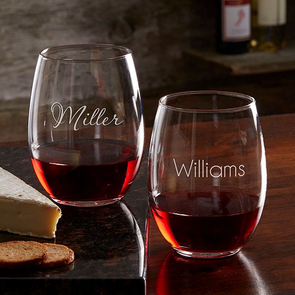 Monogrammed 15oz Stemless Wine Glasses set of 4