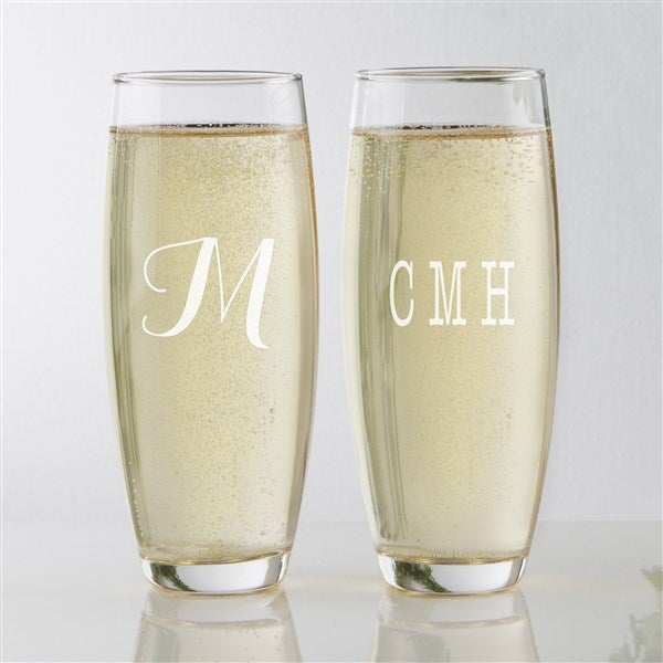 Classic Monogram Stemless Champagne Flutes & Wine Glasses