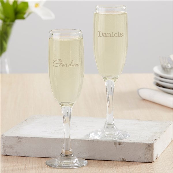 Way To Celebrate! BRIDE and GROOM Stemless Clear and Gold Glass Champagne  Flutes 