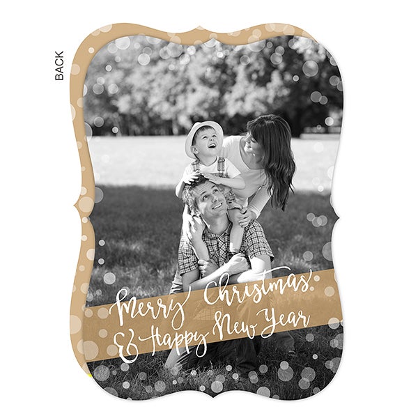 Personalized Gold Photo Christmas Cards - Golden Holidays - 17836