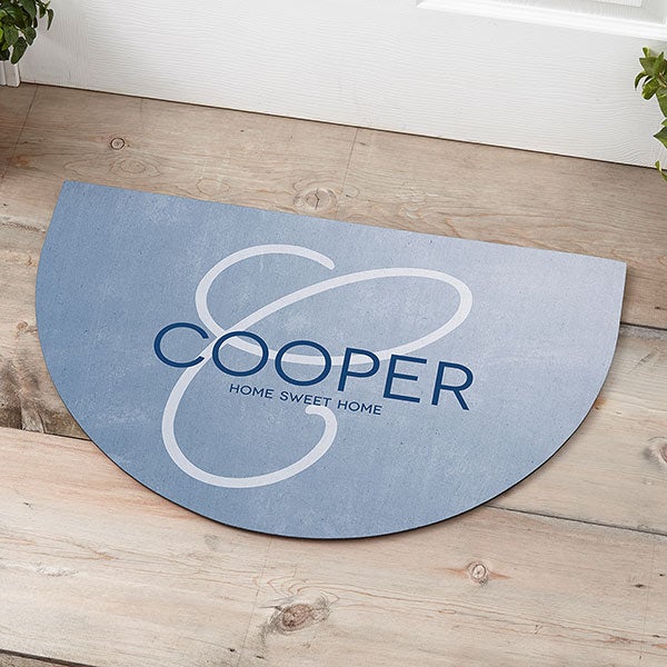 Personalized Half Round Doormat Initial Accent