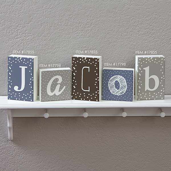 Personalized Letter Decor Rectangle Shelf Blocks - 17855