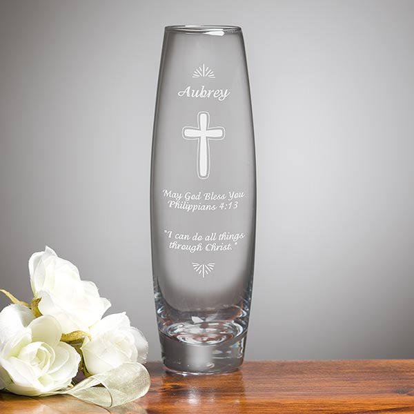 Personalized Etched Glass Vase Blessings of Love