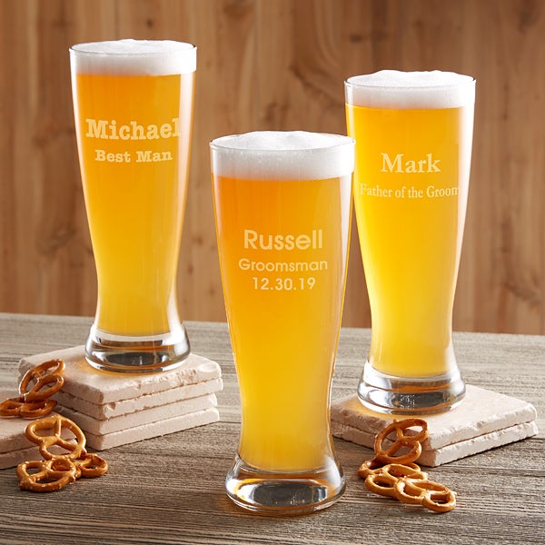 Personalized Wedding Groomsmen Beer Pilsner Glass