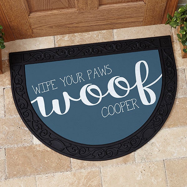 Personalized Half Round Doormat - Woof & Meow - 17867