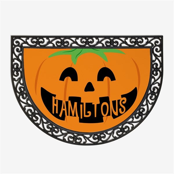 Personalized Halloween Half Round Doormat - Pumpkin - 17870