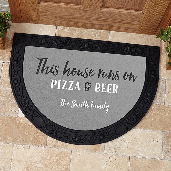 Personalized Half Round Doormat This House Runs On