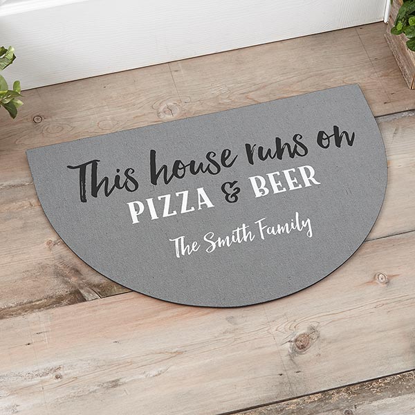 Personalized Half Round Doormat This House Runs On...
