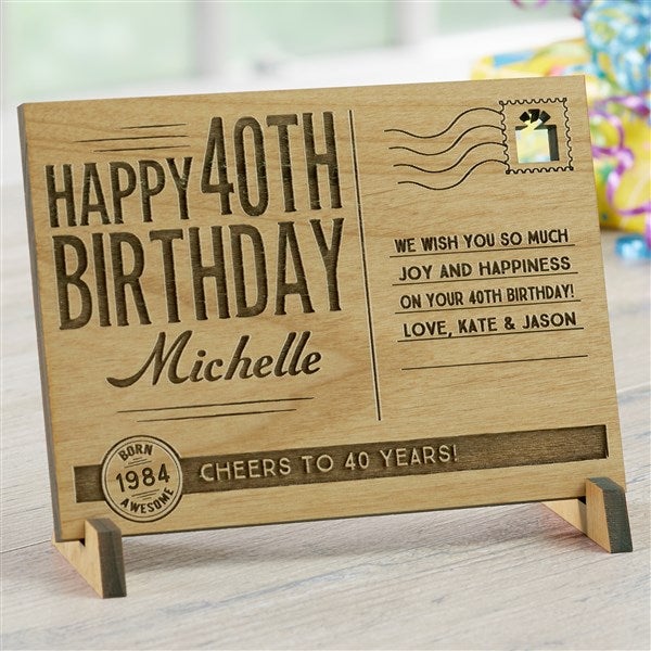 Personalized Birthday Keepsake - Vintage Wood Postcard - 17917