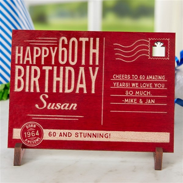 Personalized Birthday Keepsake - Vintage Wood Postcard - 17917