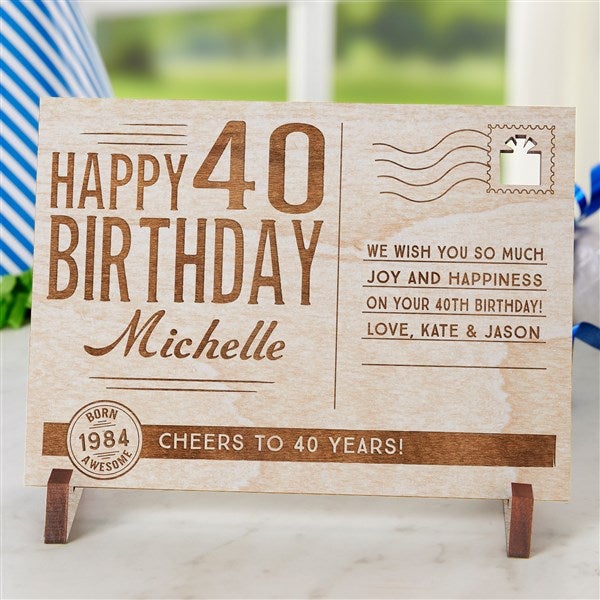 Personalized Birthday Keepsake - Vintage Wood Postcard - 17917