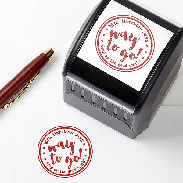 Question Mark NAME Round Teacher Stamp - Red Ink