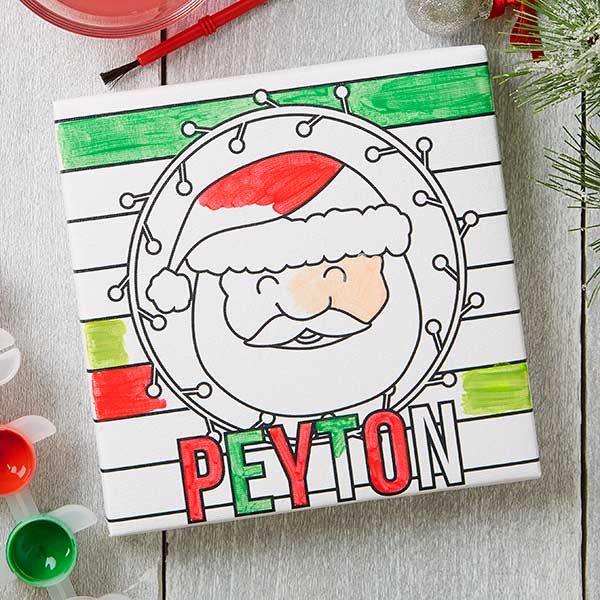 Personalized Coloring Canvas Print - Christmas Characters - 17938