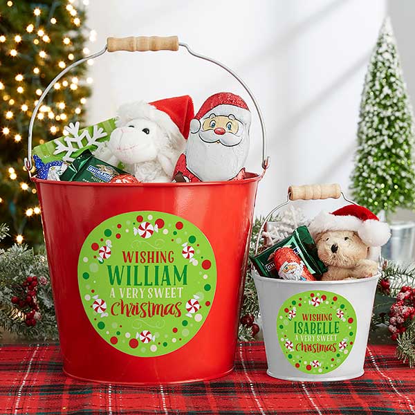 Personalized Mini Metal Bucket Sweet Christmas