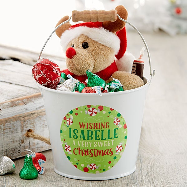 Personalized Mini Metal Bucket - Sweet Christmas - 17940