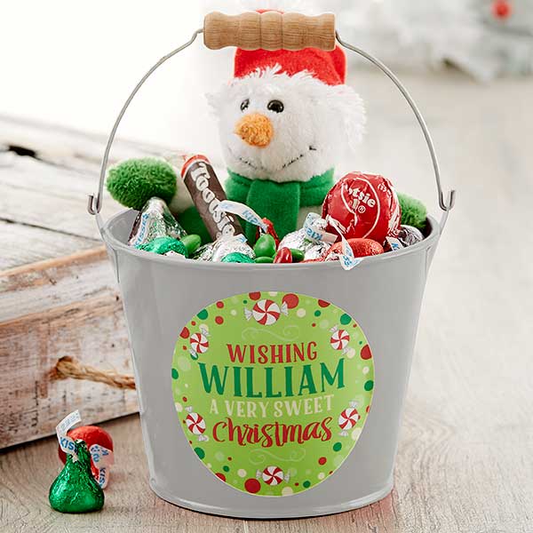 Personalized Mini Metal Bucket - Sweet Christmas - 17940