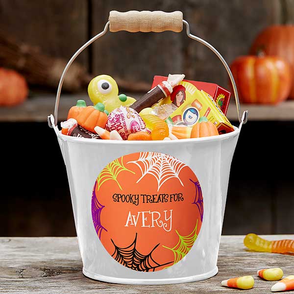 Personalized Halloween Mini Metal Bucket - Sweets & Treats - 17941