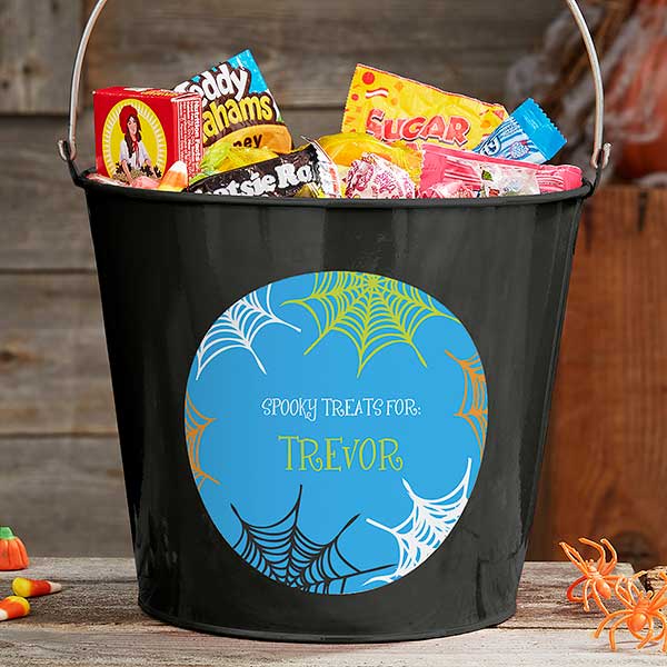 Personalized Halloween Mini Metal Bucket - Sweets & Treats - 17941