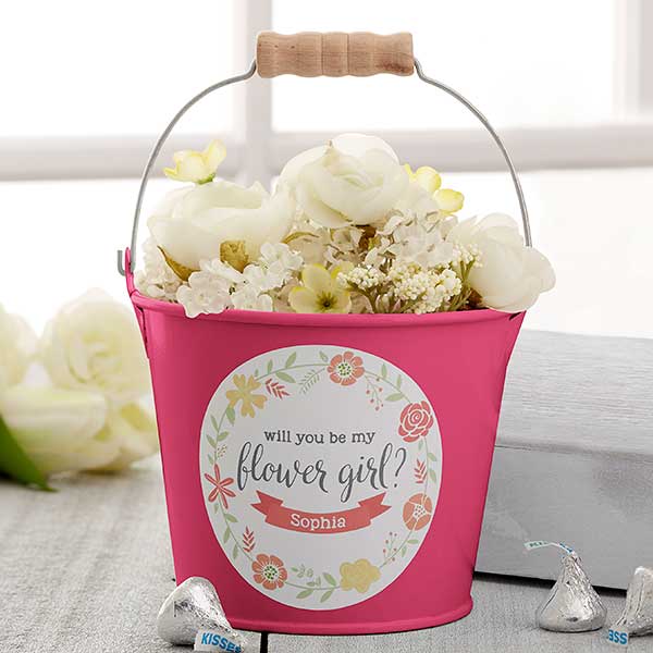 Personalized Mini Buckets - Will You Be My Flower Girl - 17944