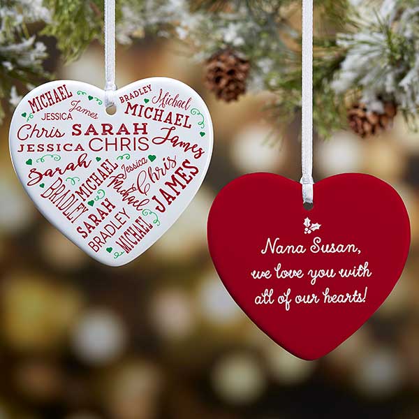 2-Sided Personalized Heart Ornament - Close To Her Heart