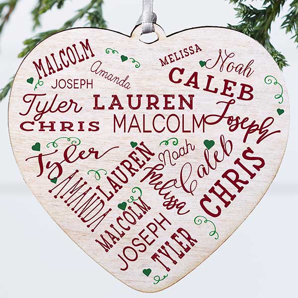 Personalized Wooden Heart 44 Name Ornament