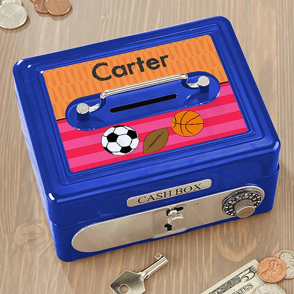 Personalized Kids Cash Box - For Boys - 17953