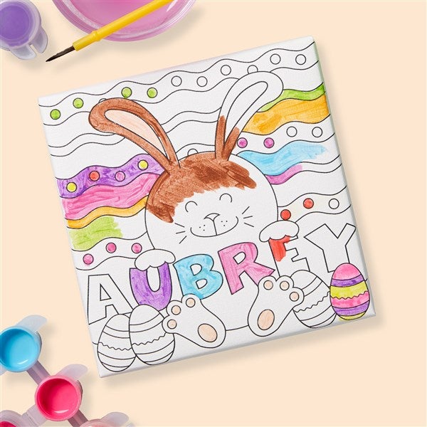 Personalized Coloring Canvas Print - Easter Bunny - 17955