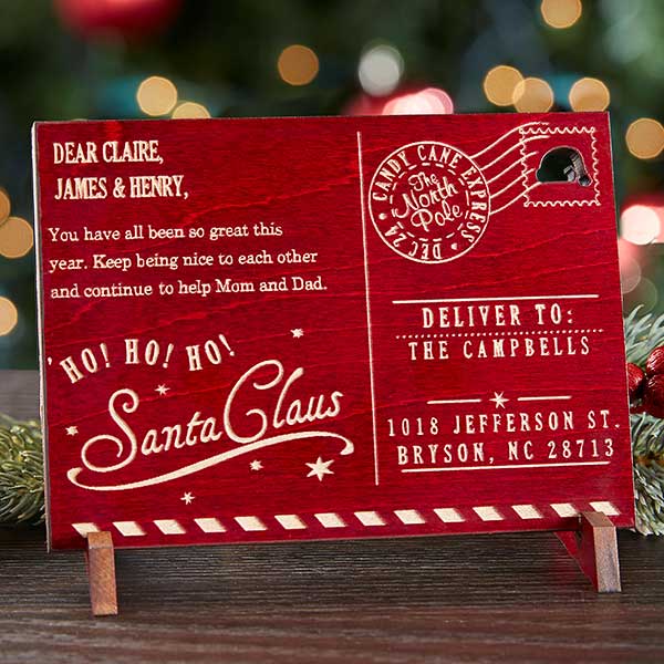 Personalized Wood Postcard From Santa - 17958