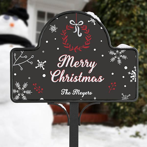 Personalized Yard Stake & Garden Sign - Holiday Wishes - 17962