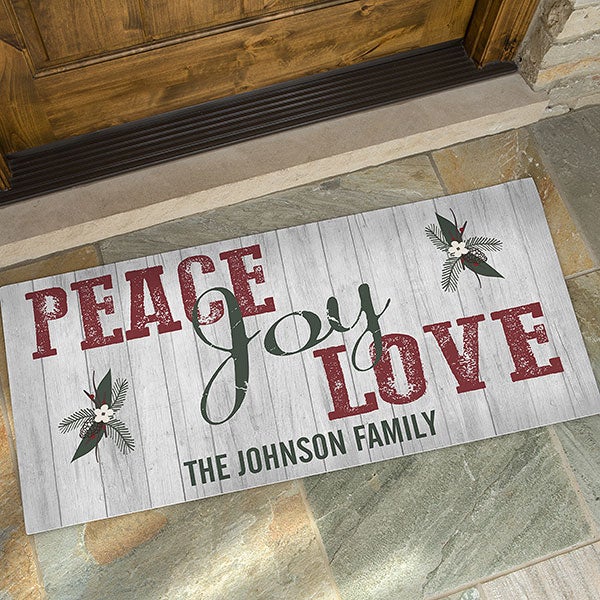 Personalized Peace, Love, Joy Doormats - 17965