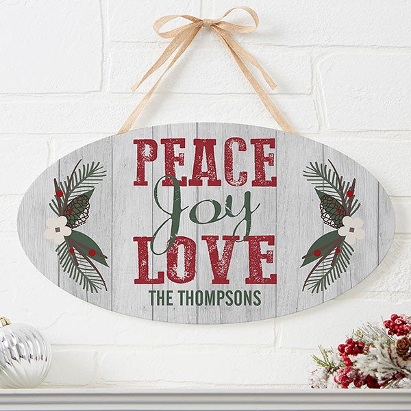Personalized Wood Sign - Peace, Love, Joy - 17967