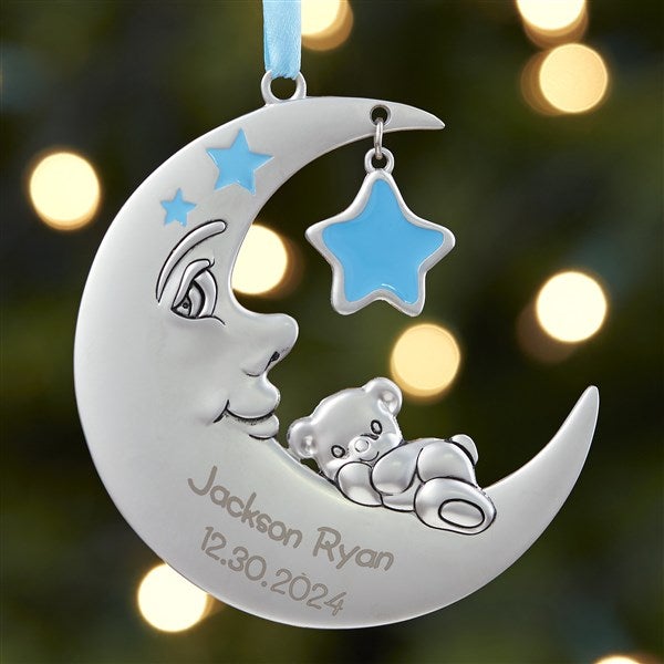 Baby Boy First Christmas Ornament - Personalized Moon - 17984