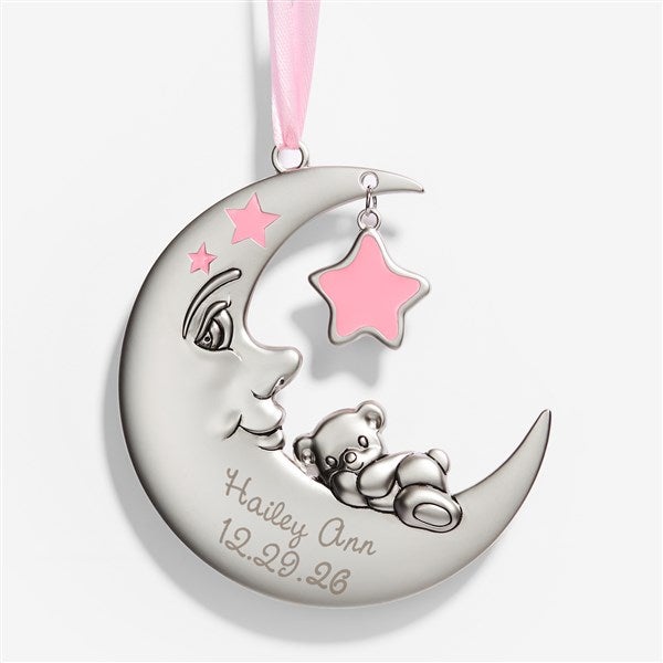 Baby Girl First Christmas Ornament - Personalized Moon - 17985