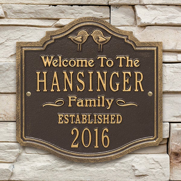 Heritage Welcome Anniversary Personalized Plaque - Bronze & Gold