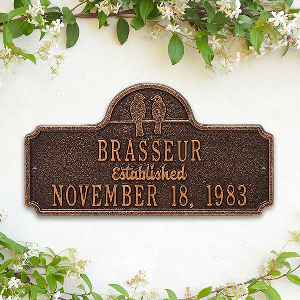 Personalized Anniversary Plaque - Love Birds - 18028D