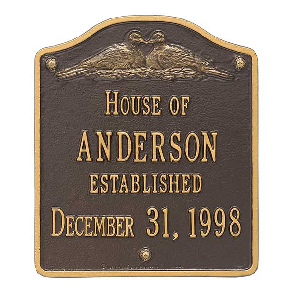 Personalized House Plaque - Wedding Doves - 18035D