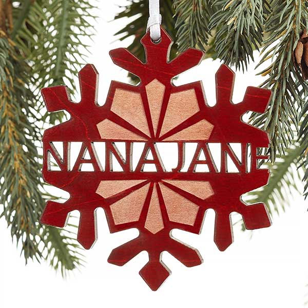 Personalized Wooden Snowflake Christmas Ornament - 18059