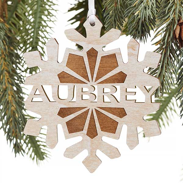 Personalized Wooden Snowflake Christmas Ornament - 18059